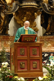 The Holy Father, Pope Francis preaching to the brothers.